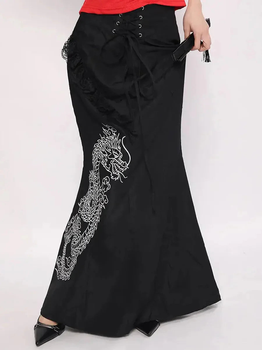 Dark Fish Tail Midi Skirts H9383