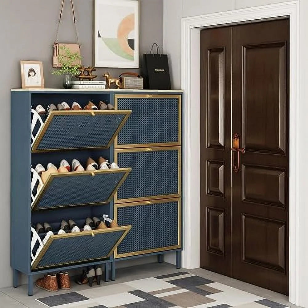 Metal Shoe Cabinet with 3 Flip Drawers M1120
