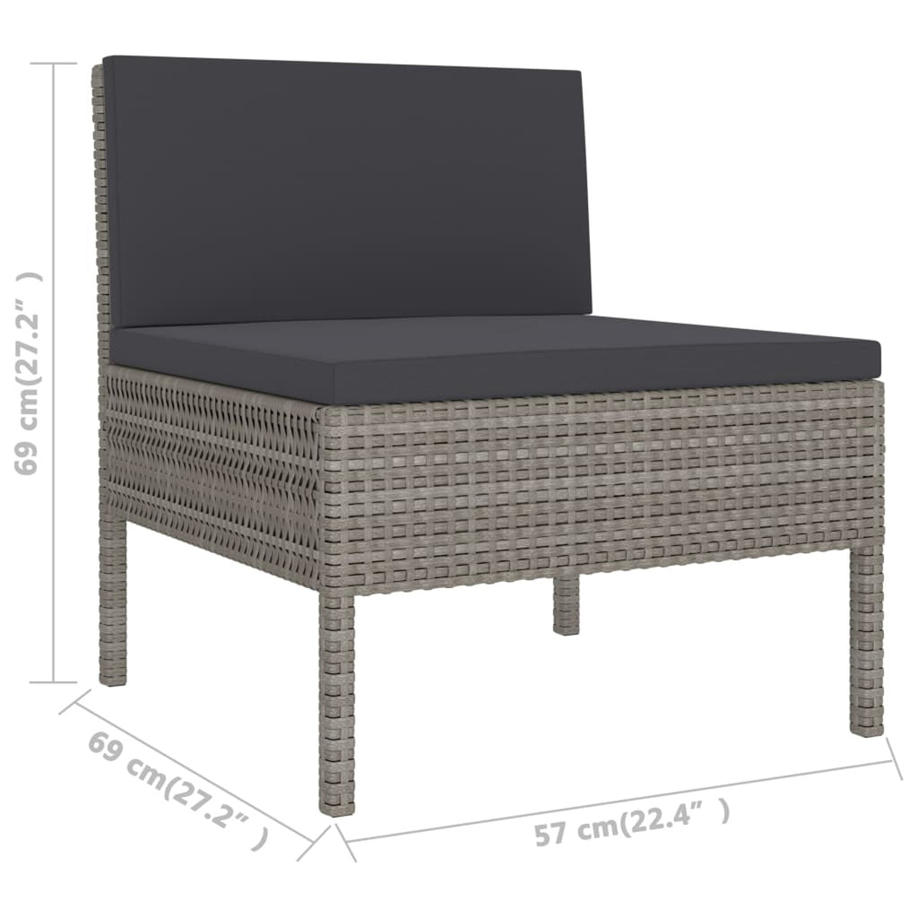 3 Piece Poly Rattan Outdoor Sectional Sofa Set with Cushions Steel Frame U467171