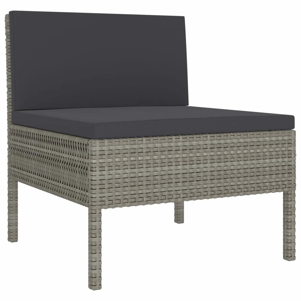 3 Piece Poly Rattan Outdoor Sectional Sofa Set with Cushions Steel Frame U467171