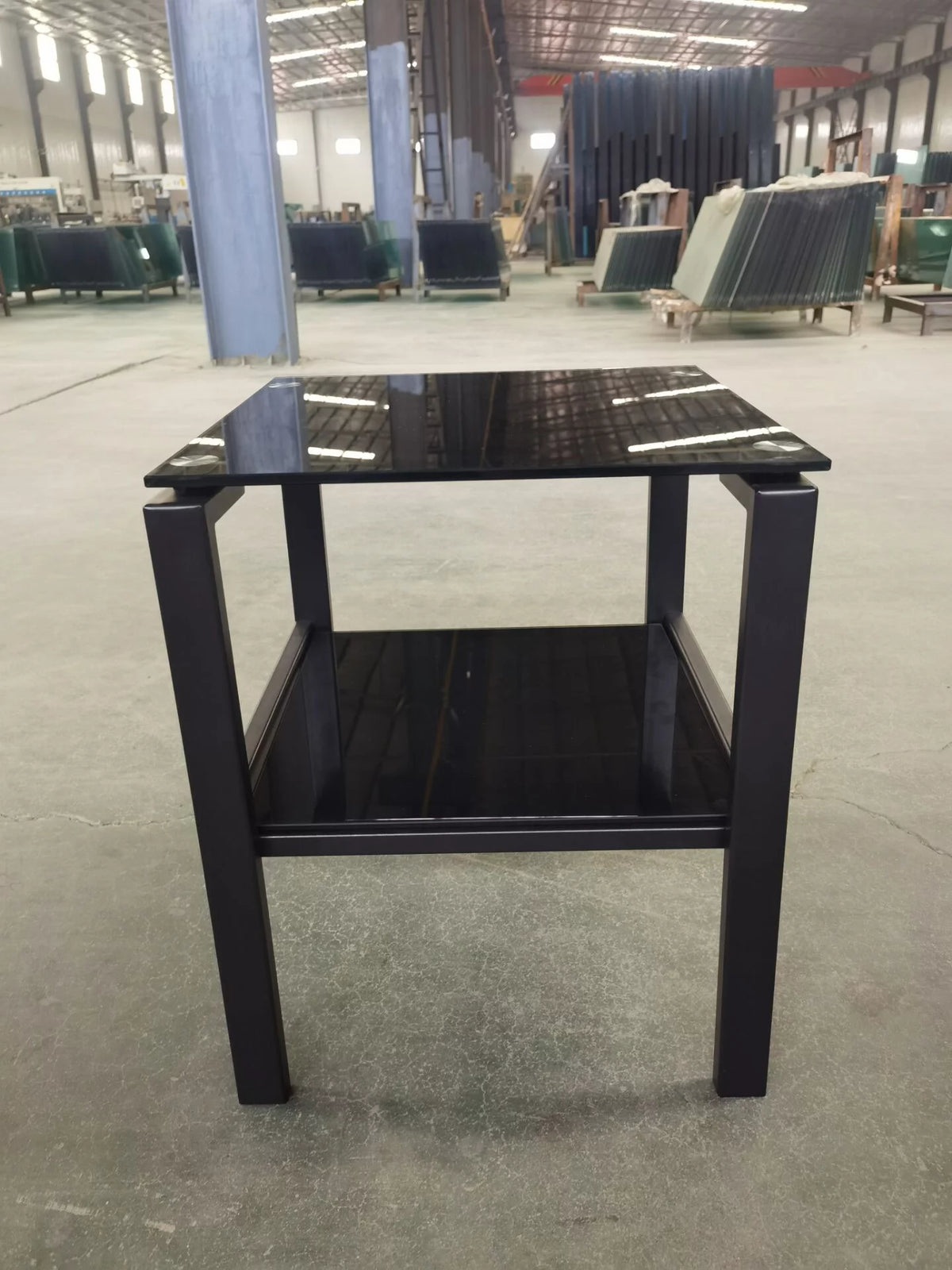 Black 2 Layer Glass End Table T109