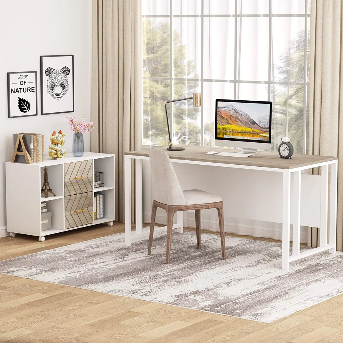 2 Drawer Wood File Cabinet with Wheels X249346