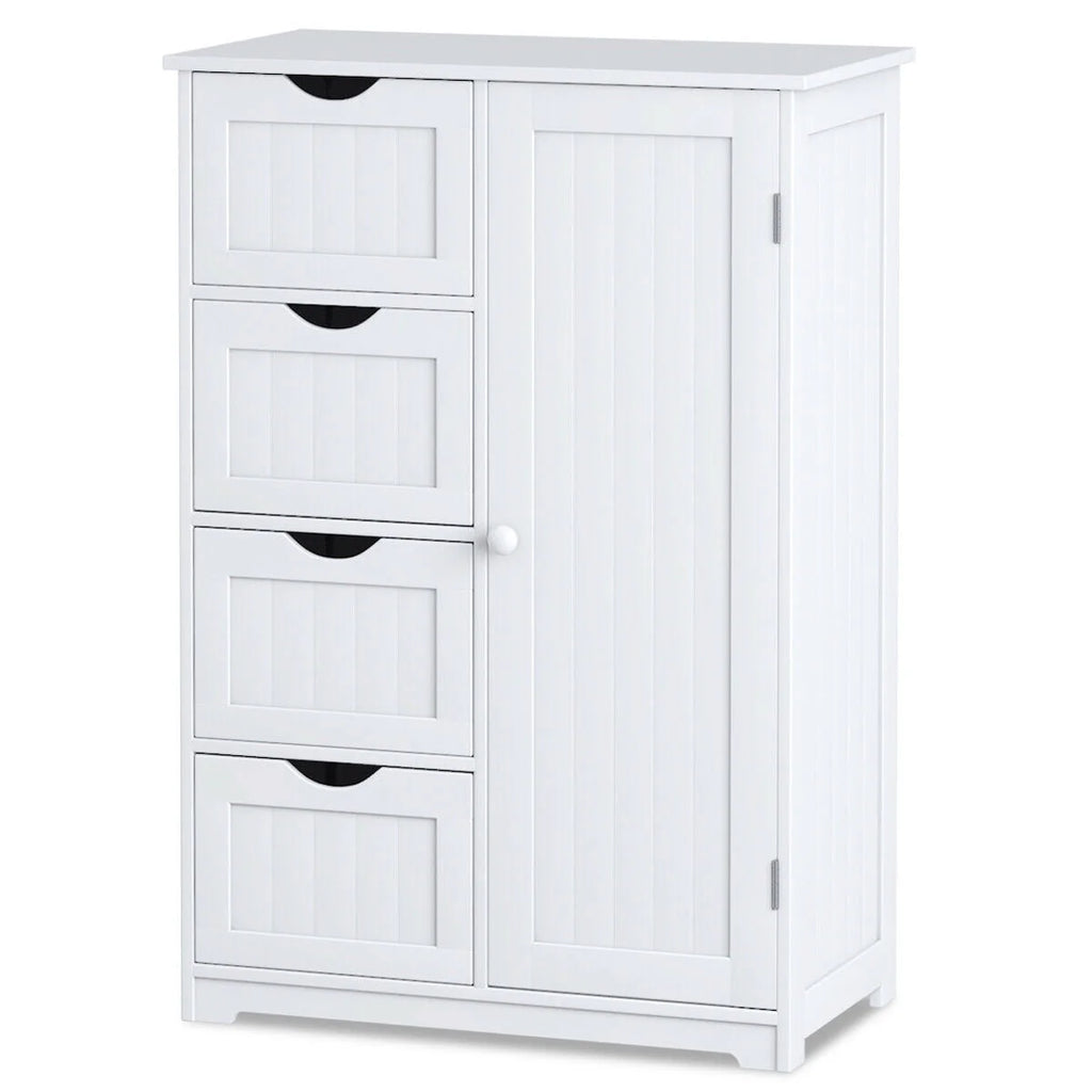 White 4 Drawer Wooden Bathroom Cabinet P8600