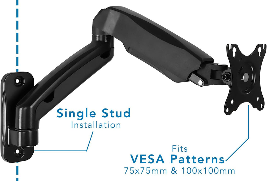 Full Motion Gas Spring Monitor Wall Mount Arm for 13-32 Inch Screens E383