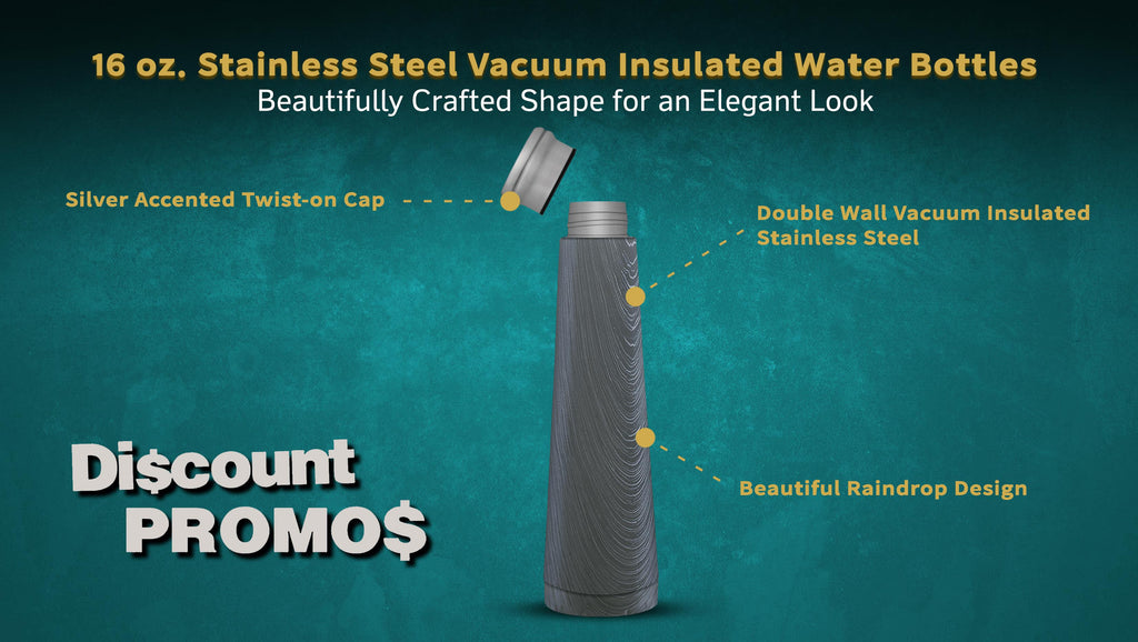 16 oz Vacuum Insulated Water Bottles Set, Rustic Grey J17379