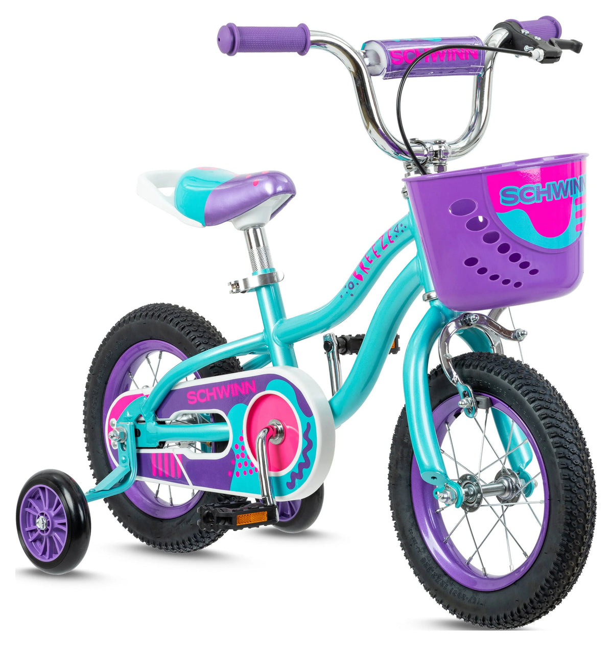 Teal Kids Bike with Basket W9316