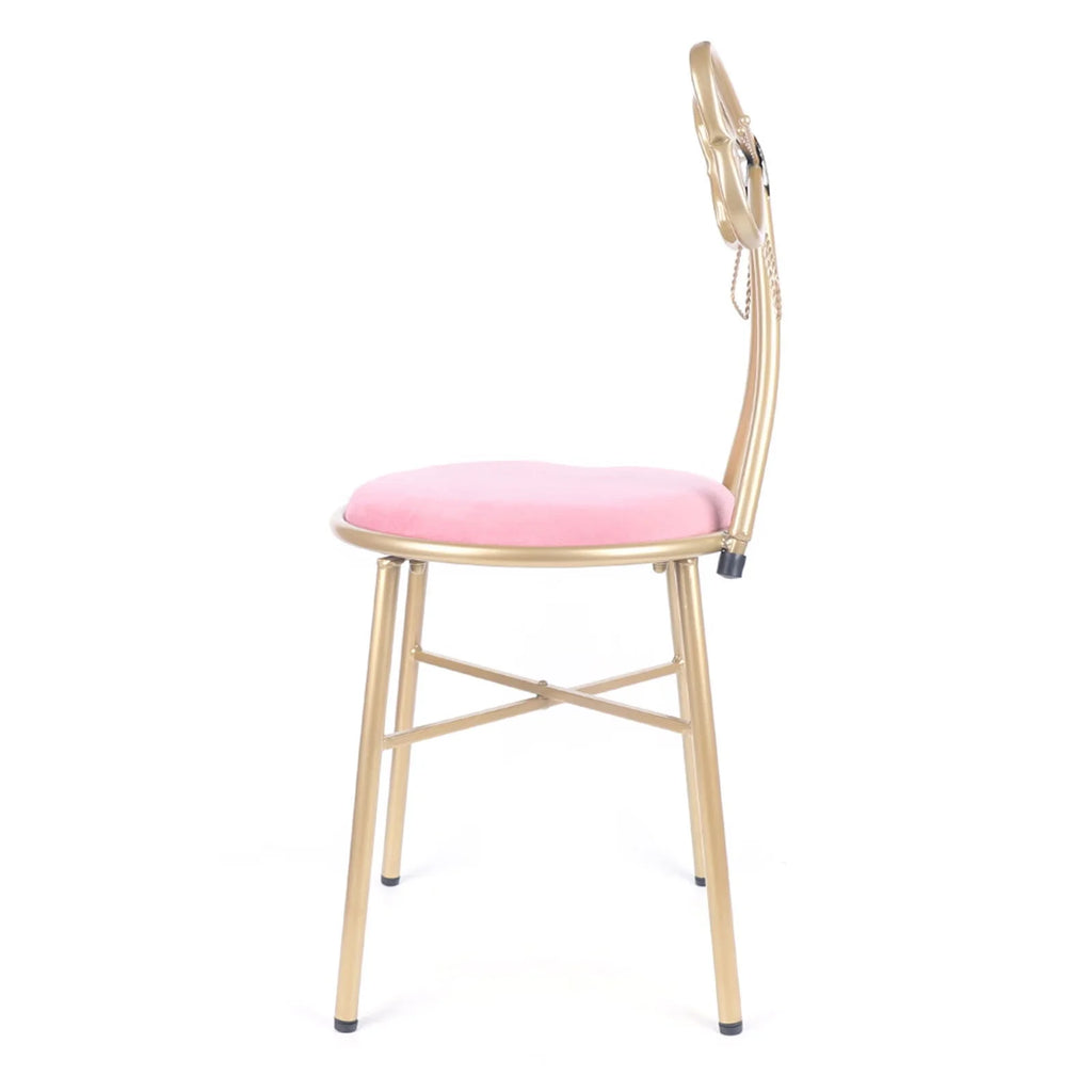 Pink Velvet Butterfly Vanity Chair T236