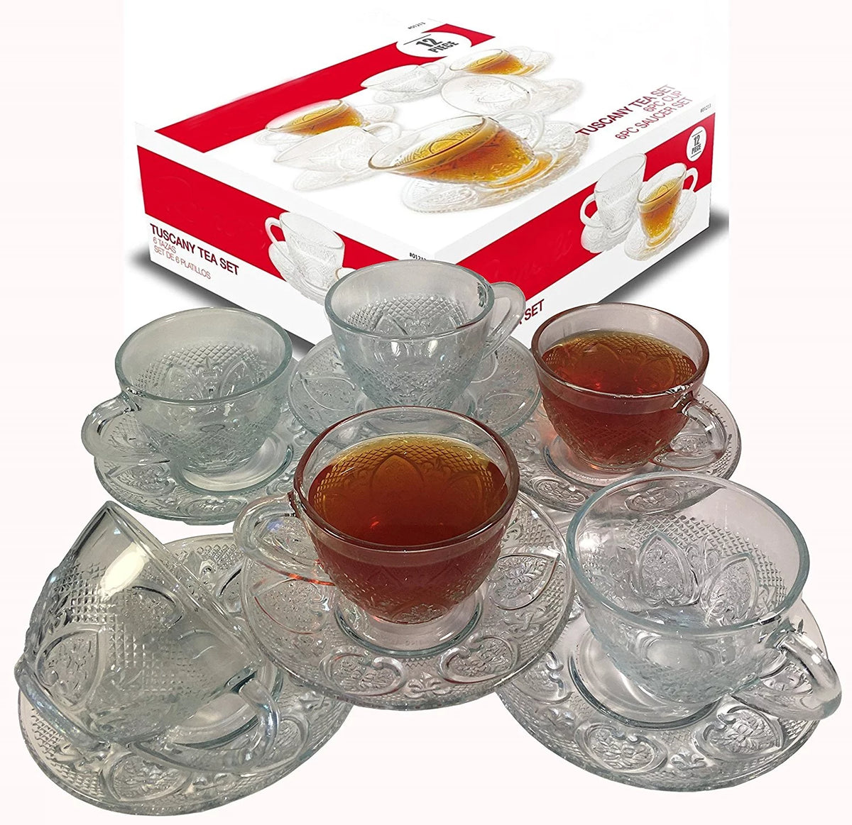 Glass 12 Piece Cup & Saucer Set Z31128