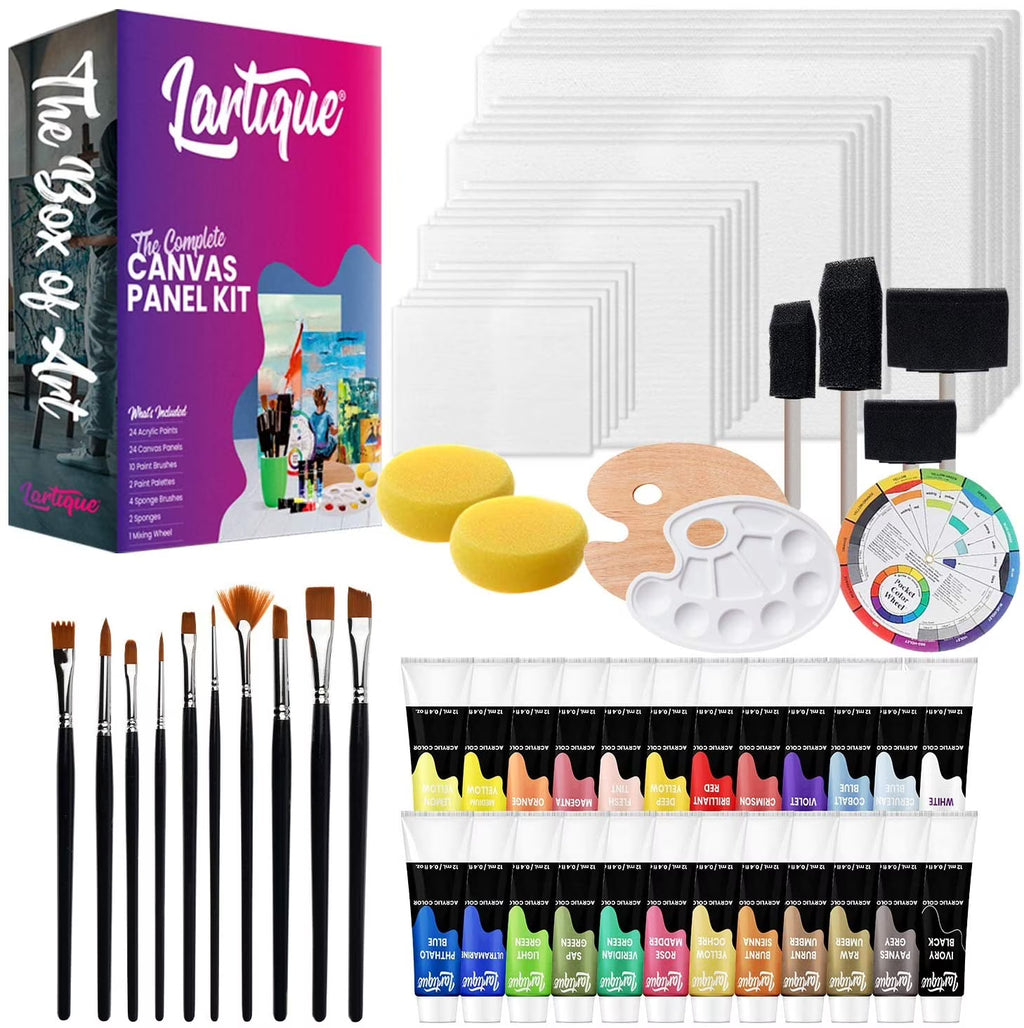 24 Acrylic Paint Set with Canvas Boards O78018