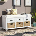 White Solid Wood Drawers Storage Bench I946