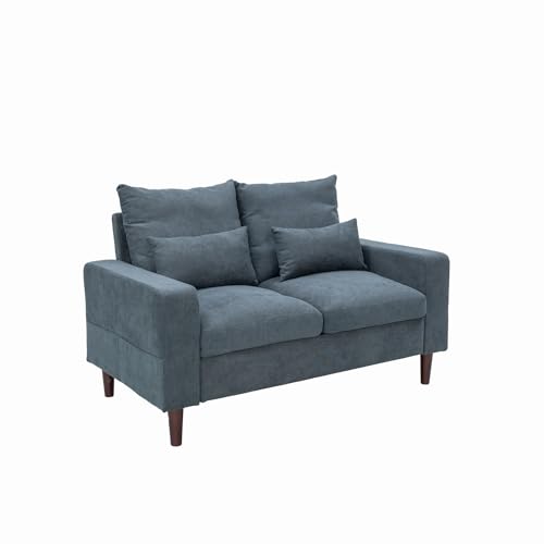 Small Loveseat Sofa Upholstered Couch Black Leather-like 2 Seater Q86948