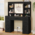 Black Vanity Desk with Lighted Mirror and 5 Drawers B69694