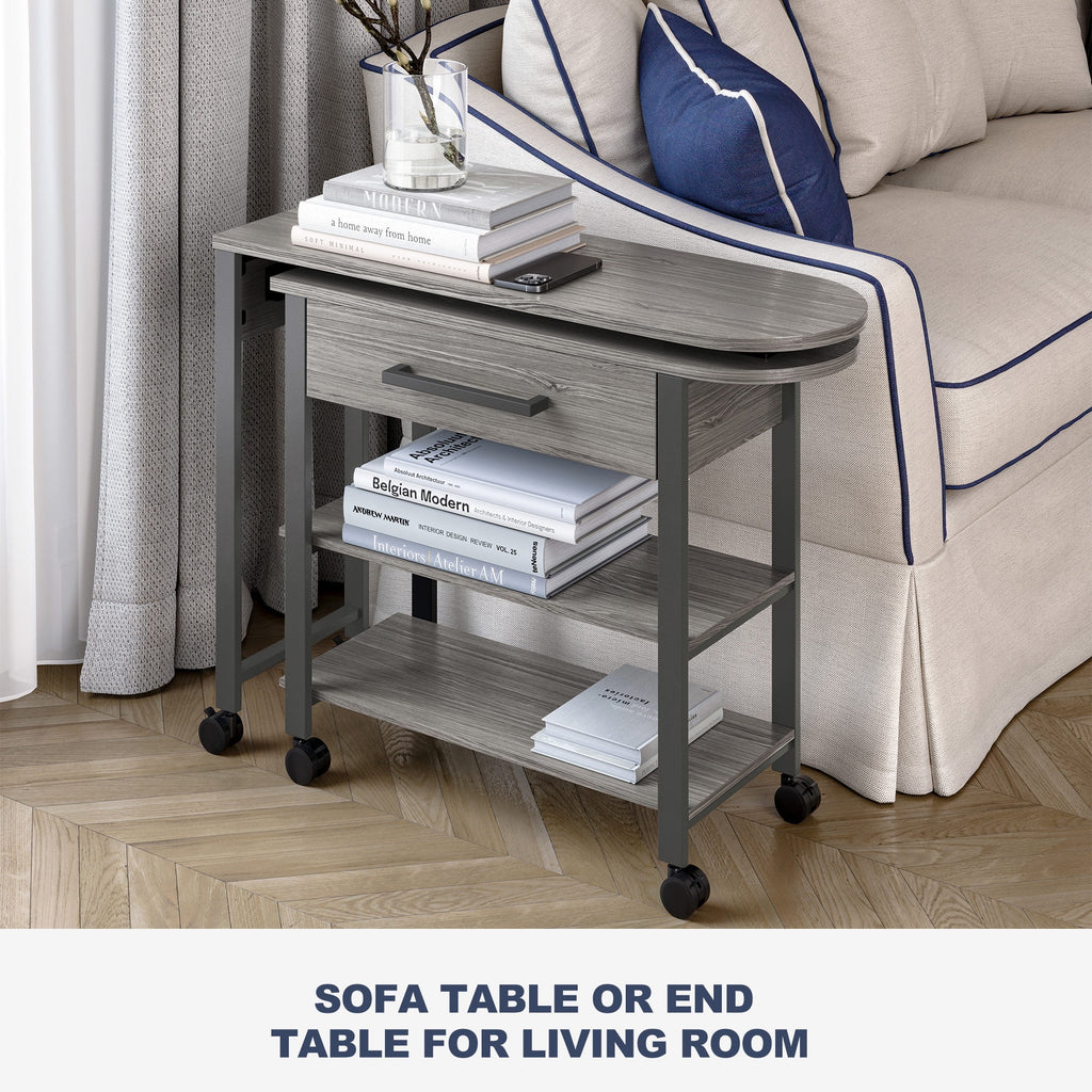 360° Rotating Desk with Charge Station and Storage Drawer T4772