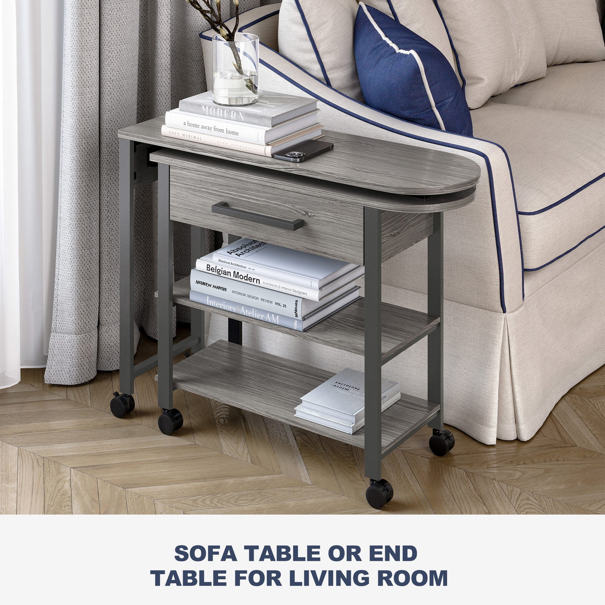 360° Rotating Desk with Charge Station and Storage Drawer T4772