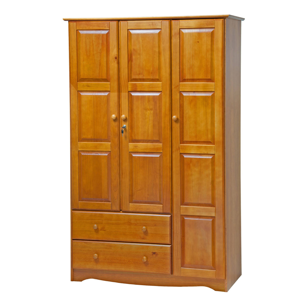 Solid Wood 3-Door Wardrobe with Lock C78393
