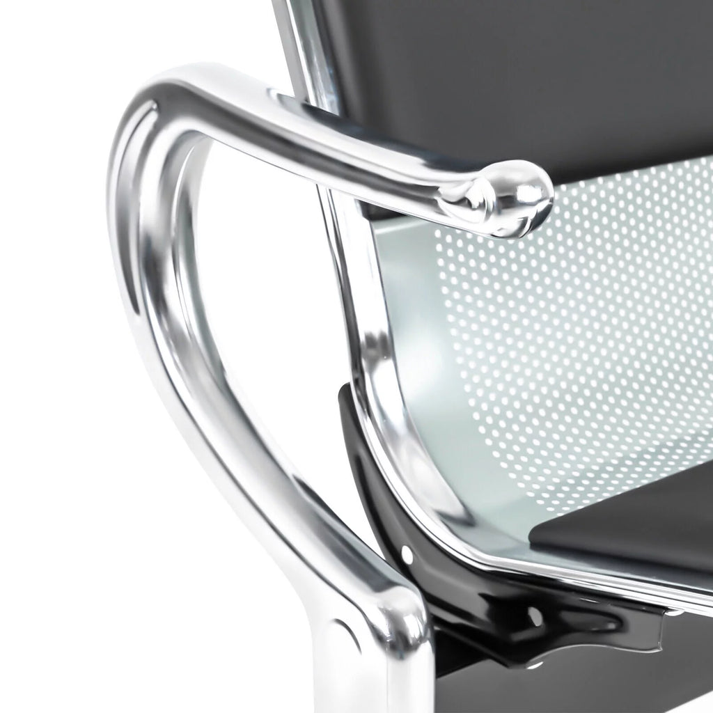 2 Seat PU Leather Reception Chairs with Table and Arms V4661