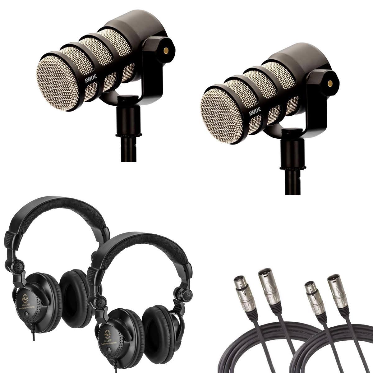 2-Pack Dynamic Podcasting Microphone with Headphones and Cables W88555