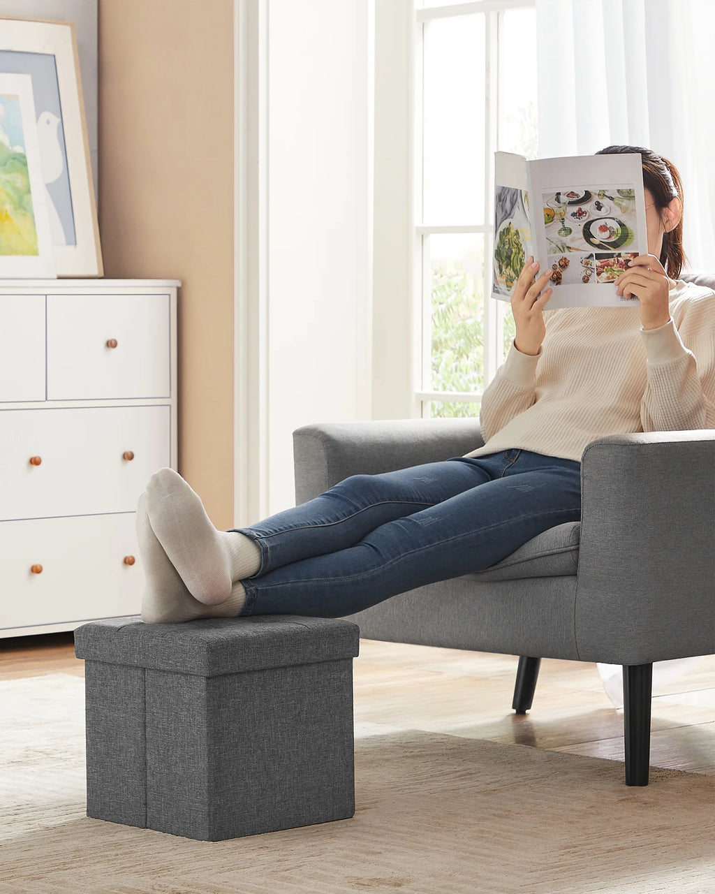 11.8" Dark Gray Storage Ottoman X5662