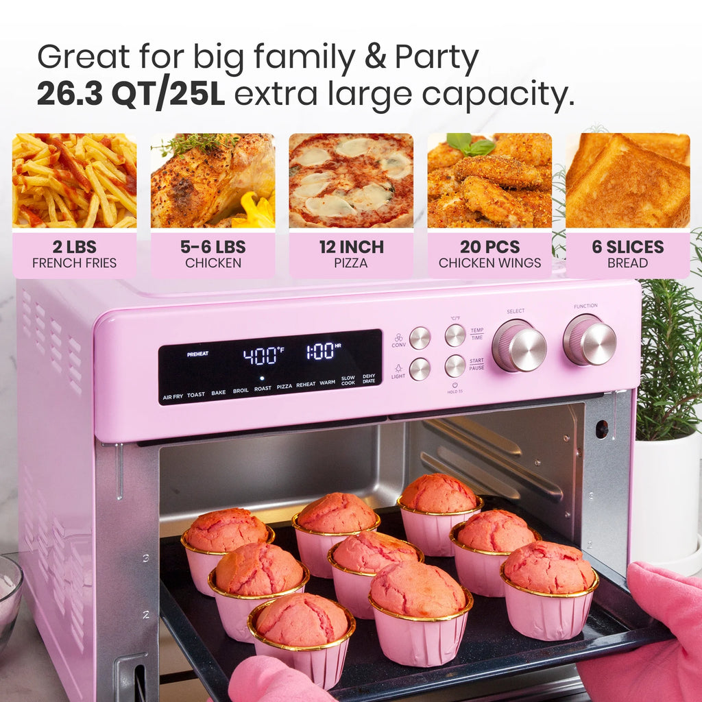 Pink Infrared Heating Air Fryer Toaster Oven T253