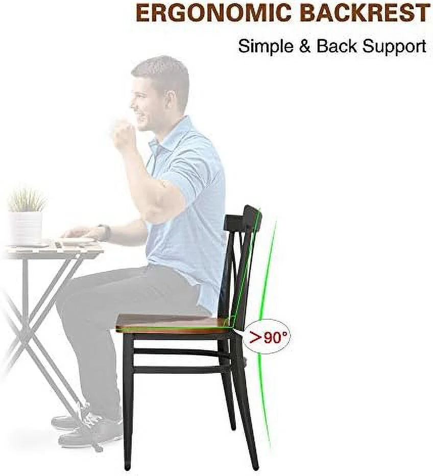 Heavy Duty Wood Metal Dining Chairs Set of 2 L95056
