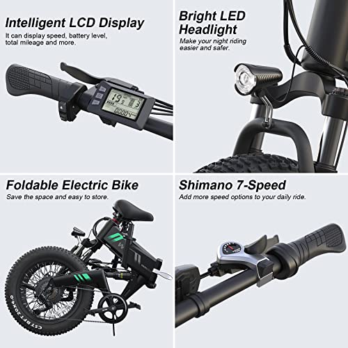 20''X4.0 Fat Tire 500W Foldable Electric Bike with 48V 10Ah Battery 7 Speed W38928
