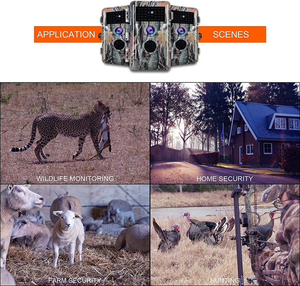 2-Pack Night Vision Trail Cameras 24MP 1296P H.264 MP4 Video No Glow IP66 Waterproof Motion Activated J6517