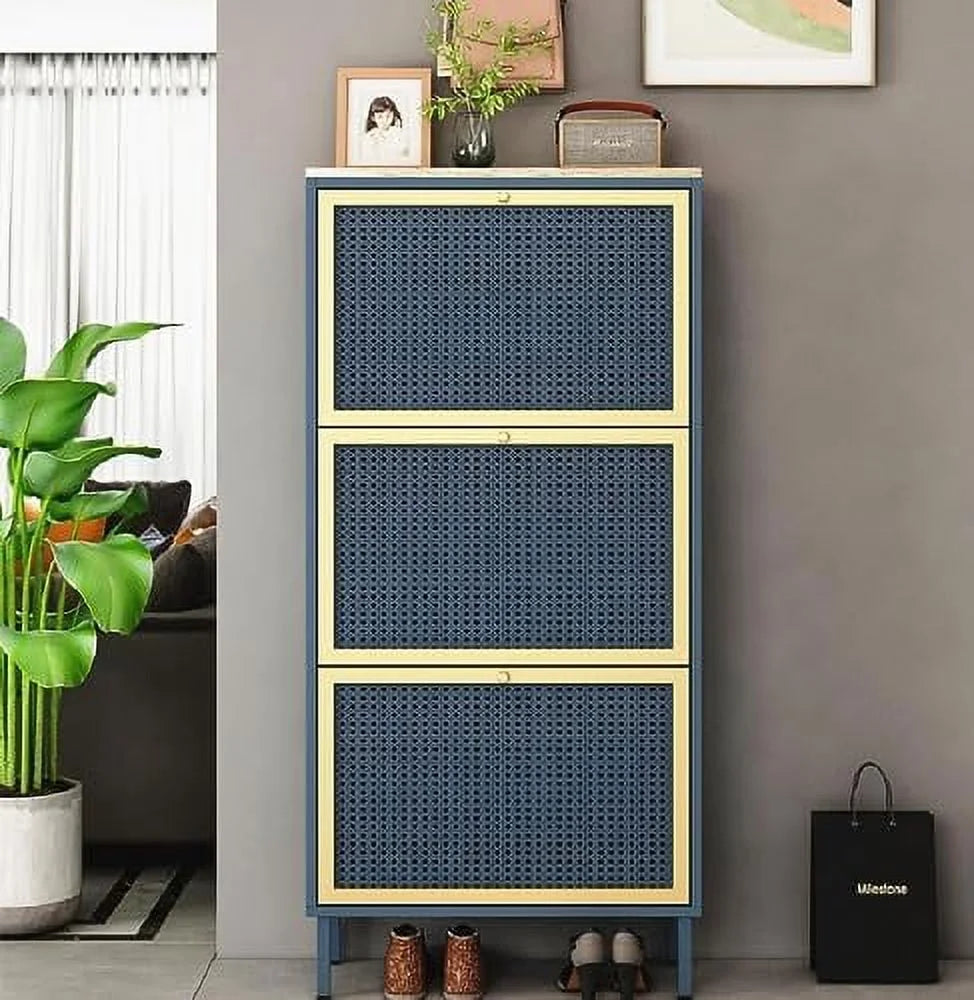 Metal Shoe Cabinet with 3 Flip Drawers M1120