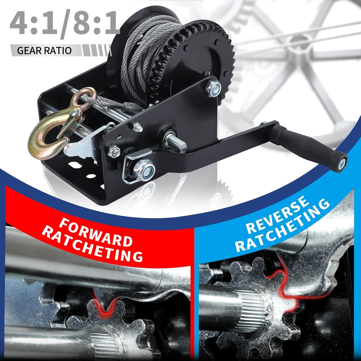 Hand Winch 3200 lbs with Steel Cable Pack of 2 D530