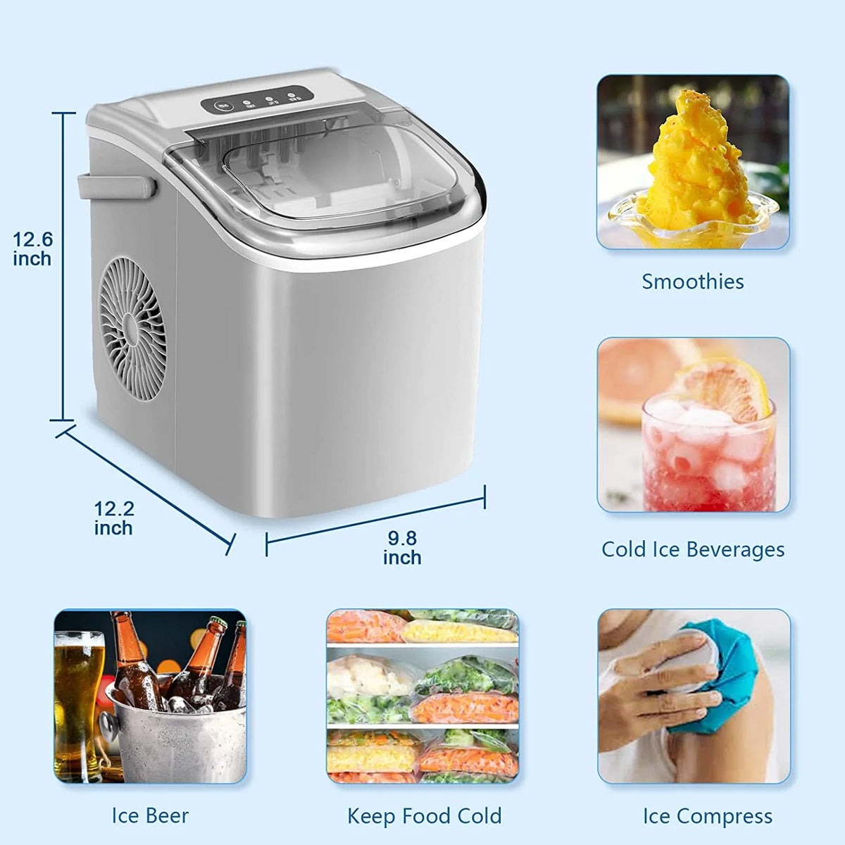 Countertop Ice Maker Portable Ice Machine, 26Lbs/24H Y7215