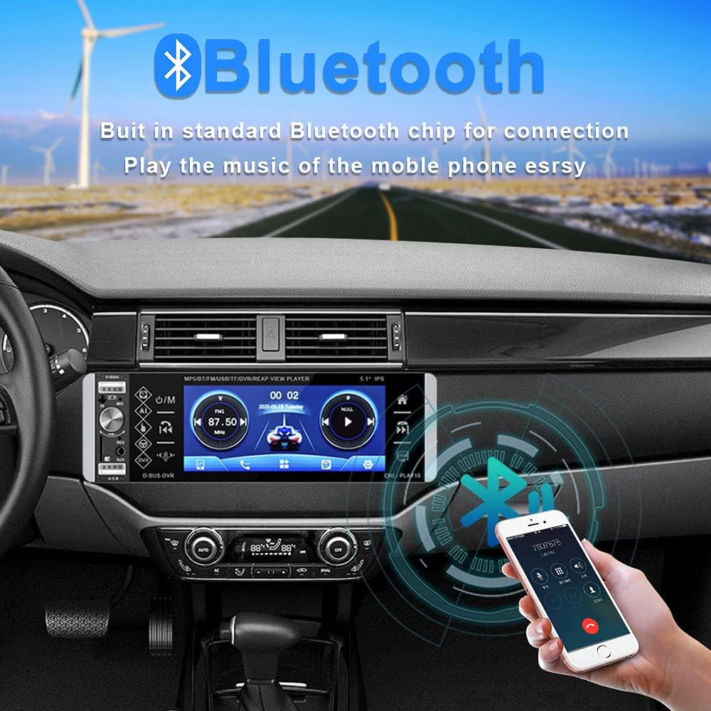 1 Din Bluetooth Touchscreen Car Stereo with Backup Camera E3081