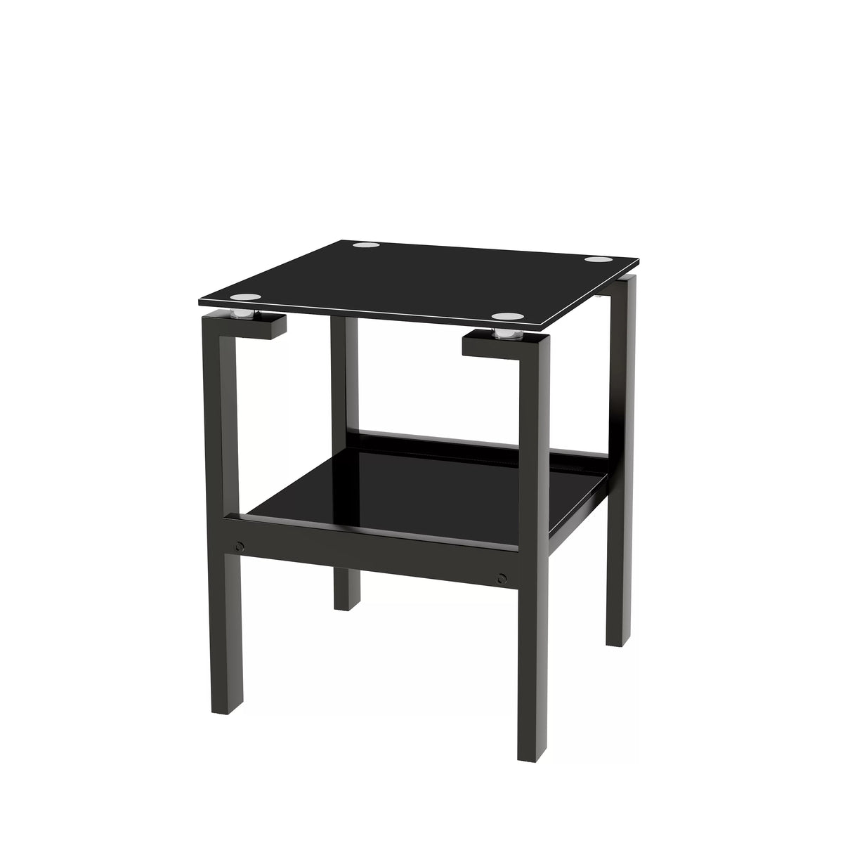 Black 2 Layer Glass End Table T109