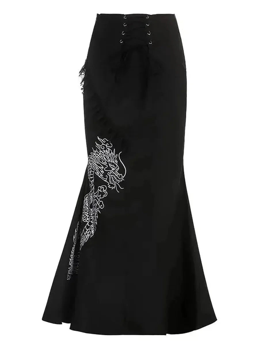 Dark Fish Tail Midi Skirts H9383