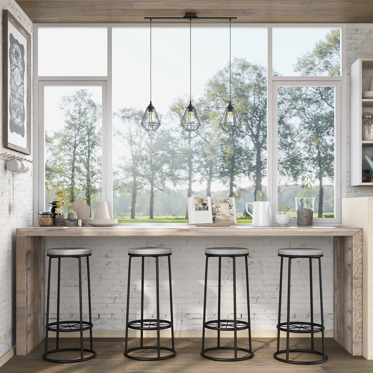 Rustic Metal Barstools Set of 2 Coastal White R8212