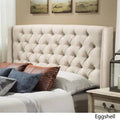 Eggshell and Black Tufted Wingback Fabric Headboard P16394