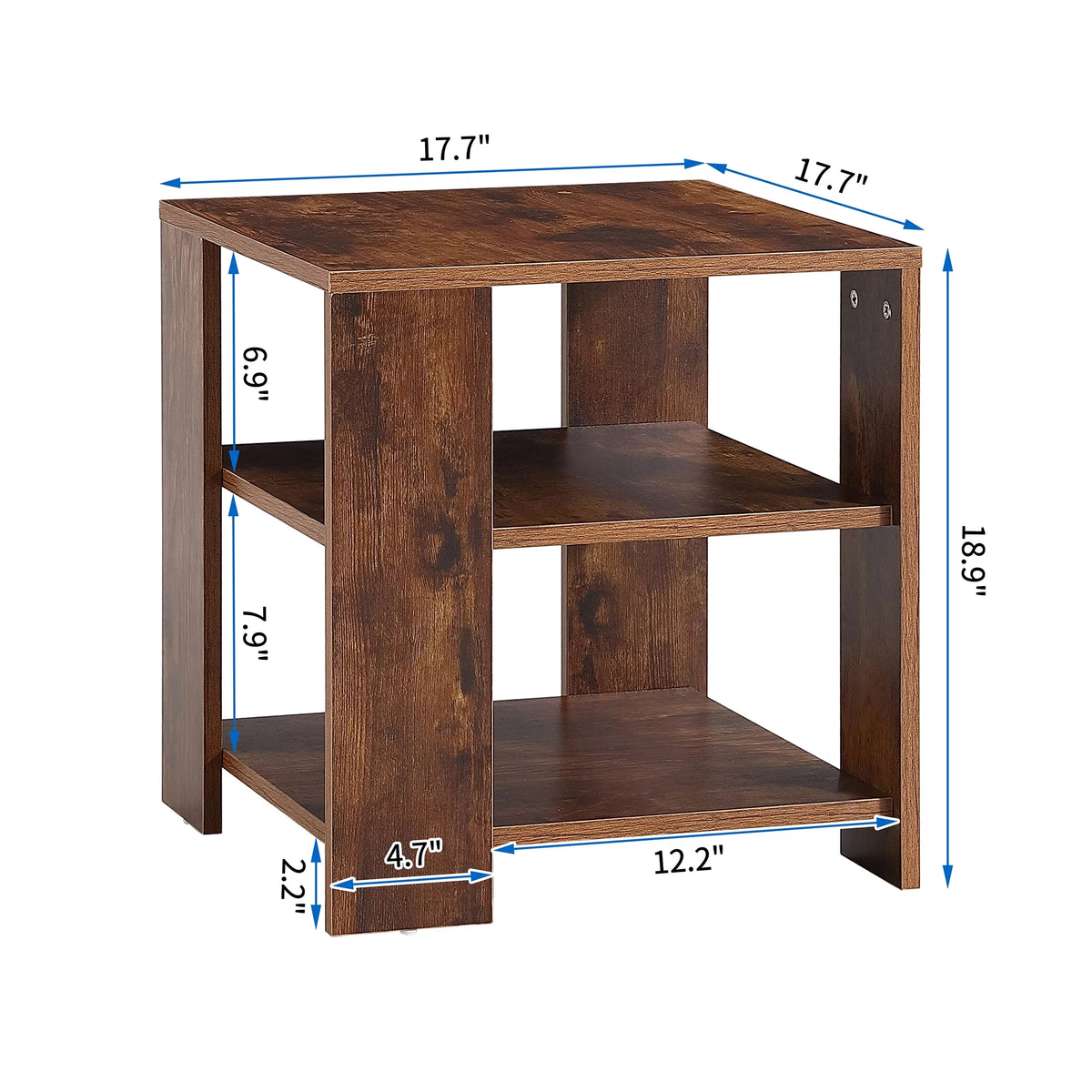 3 Tier Wood Nightstand with Open Shelf L356