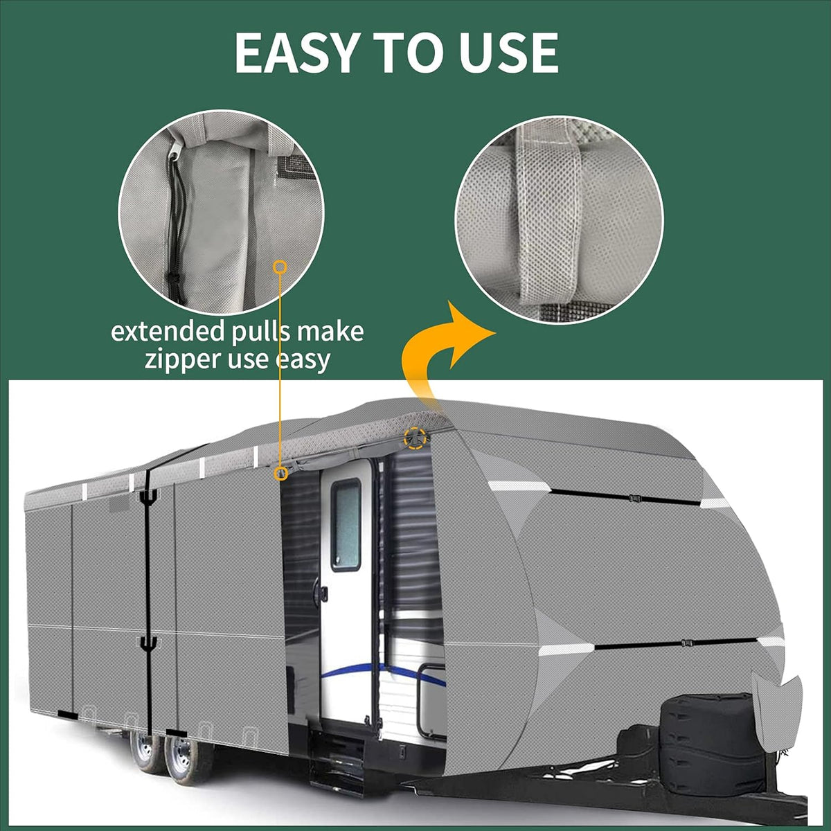 RV Cover 27ft - 30ft Waterproof Tear-Proof Camper Cover with 6 Rain Gutter Spout Protectors A998