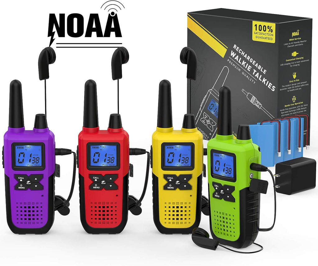 3 Pack Long Range 2 Way Radios with Earpiece and Mic Set USB Charger Battery Weather Alert Y2136