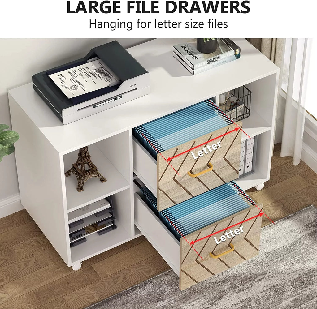 2 Drawer Wood File Cabinet with Wheels X249346