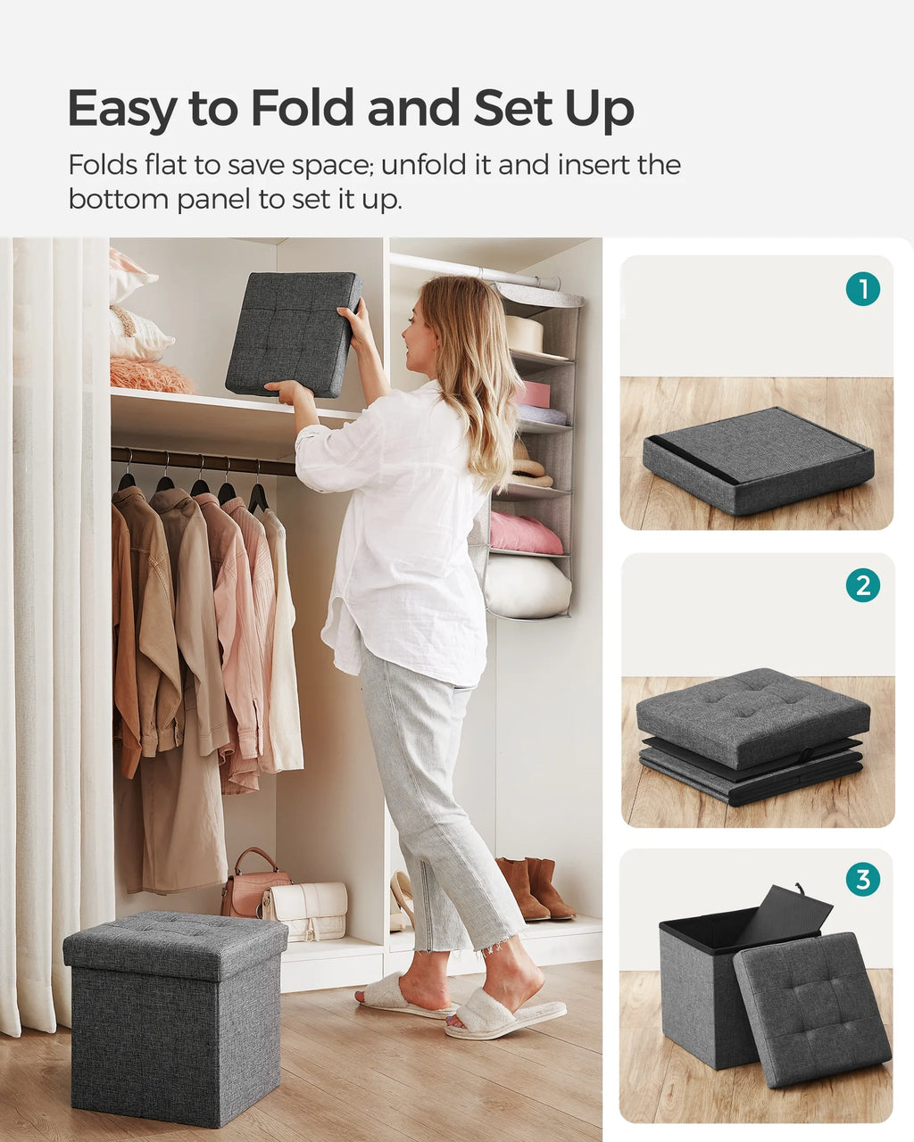 11.8" Dark Gray Storage Ottoman X5662