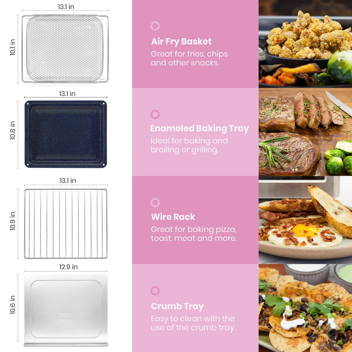 Pink Infrared Heating Air Fryer Toaster Oven T253