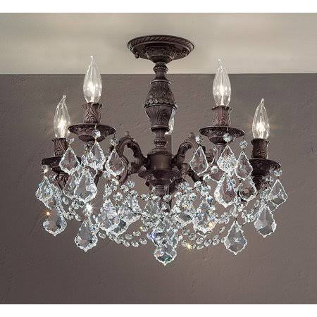 5-Light Semi-Flush Mount Crystal Chandelier B67884
