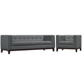 Grey Fabric Sofa Set of Two B651