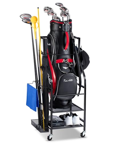 Golf Bag Storage Rack with Wheels C873