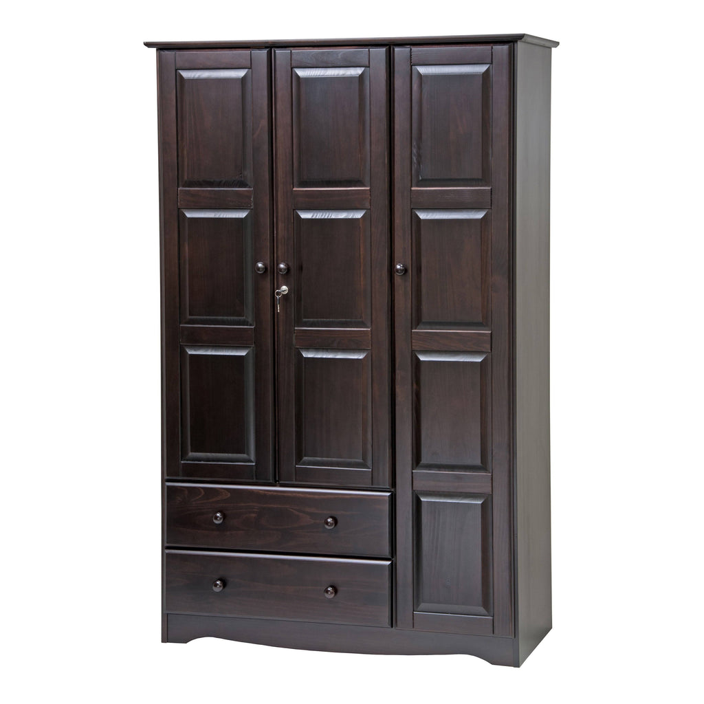 Solid Wood 3-Door Wardrobe with Lock C78393