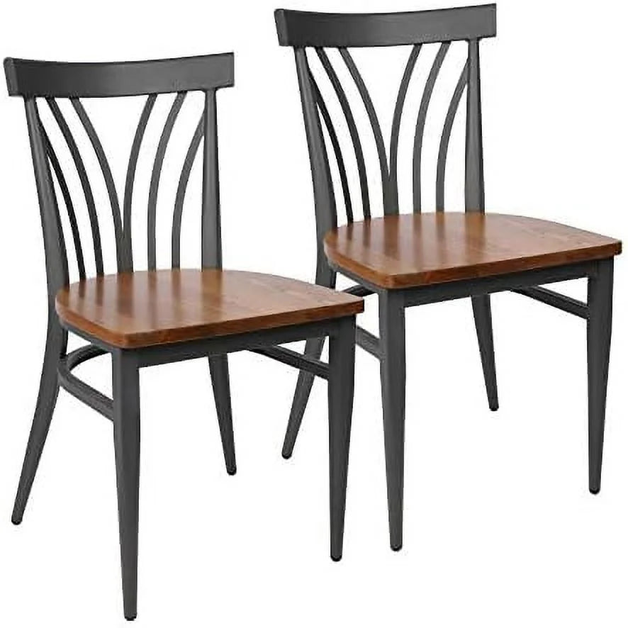 Heavy Duty Wood Metal Dining Chairs Set of 2 L95056
