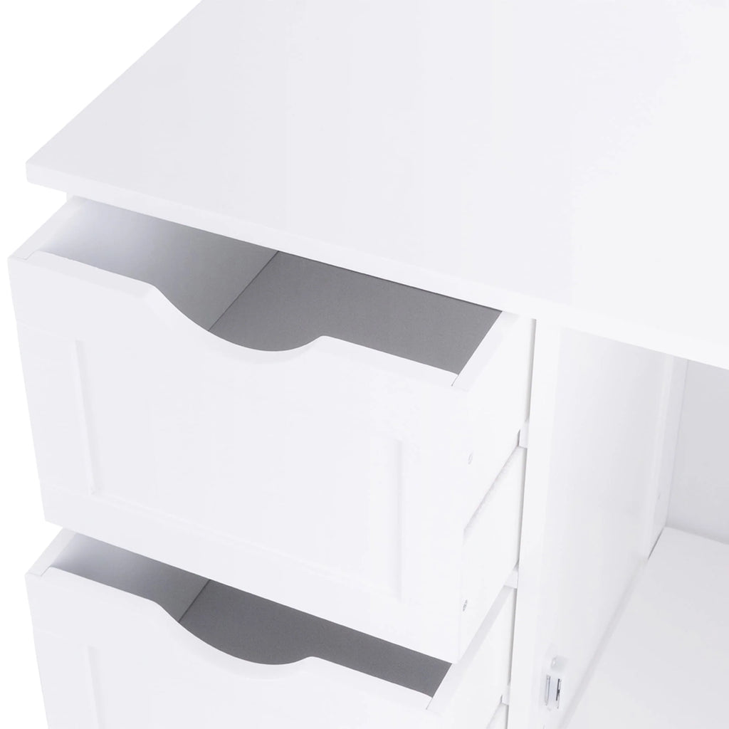 White 4 Drawer Wooden Bathroom Cabinet P8600