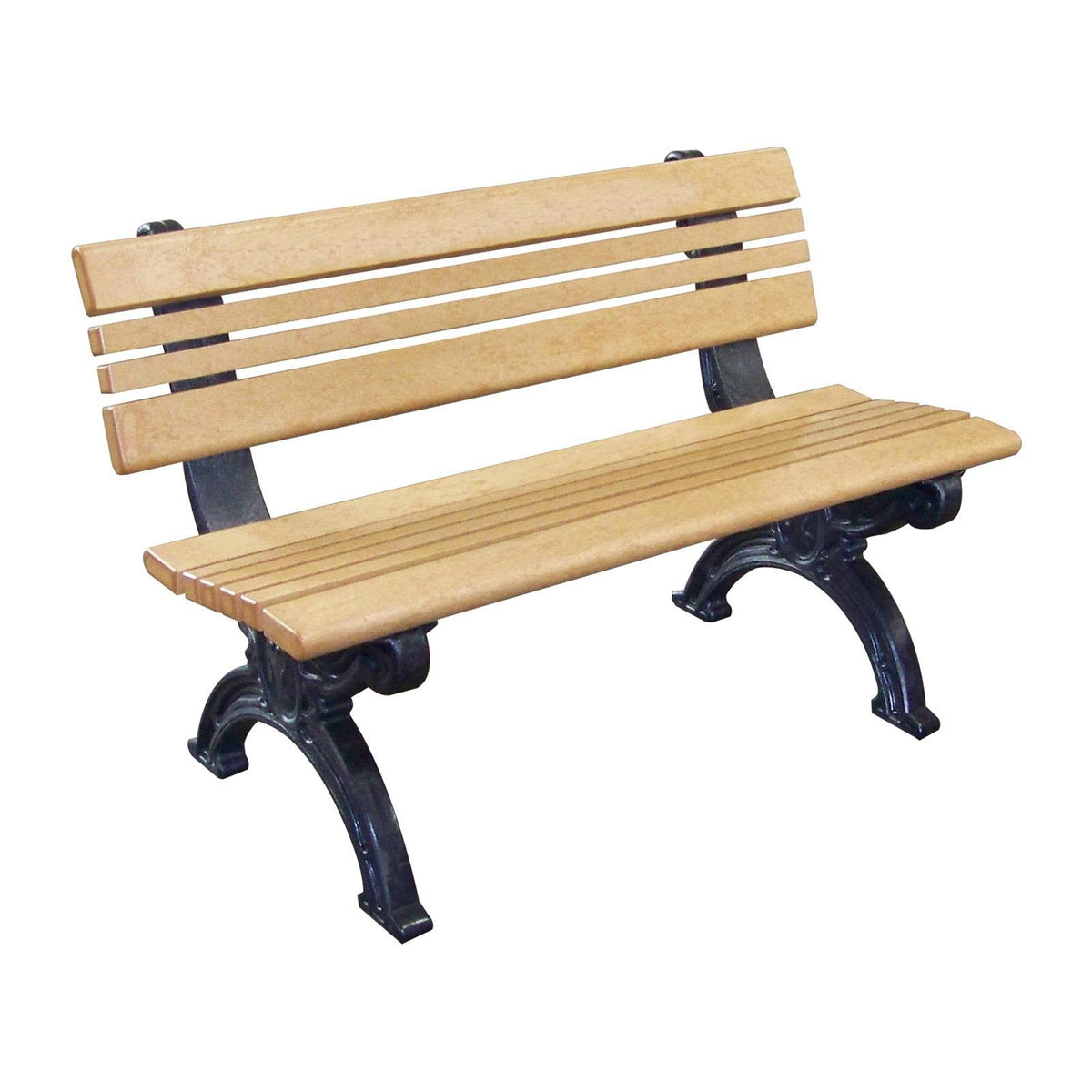 Recycled Plastic Armless Bench with Back Sand E84996