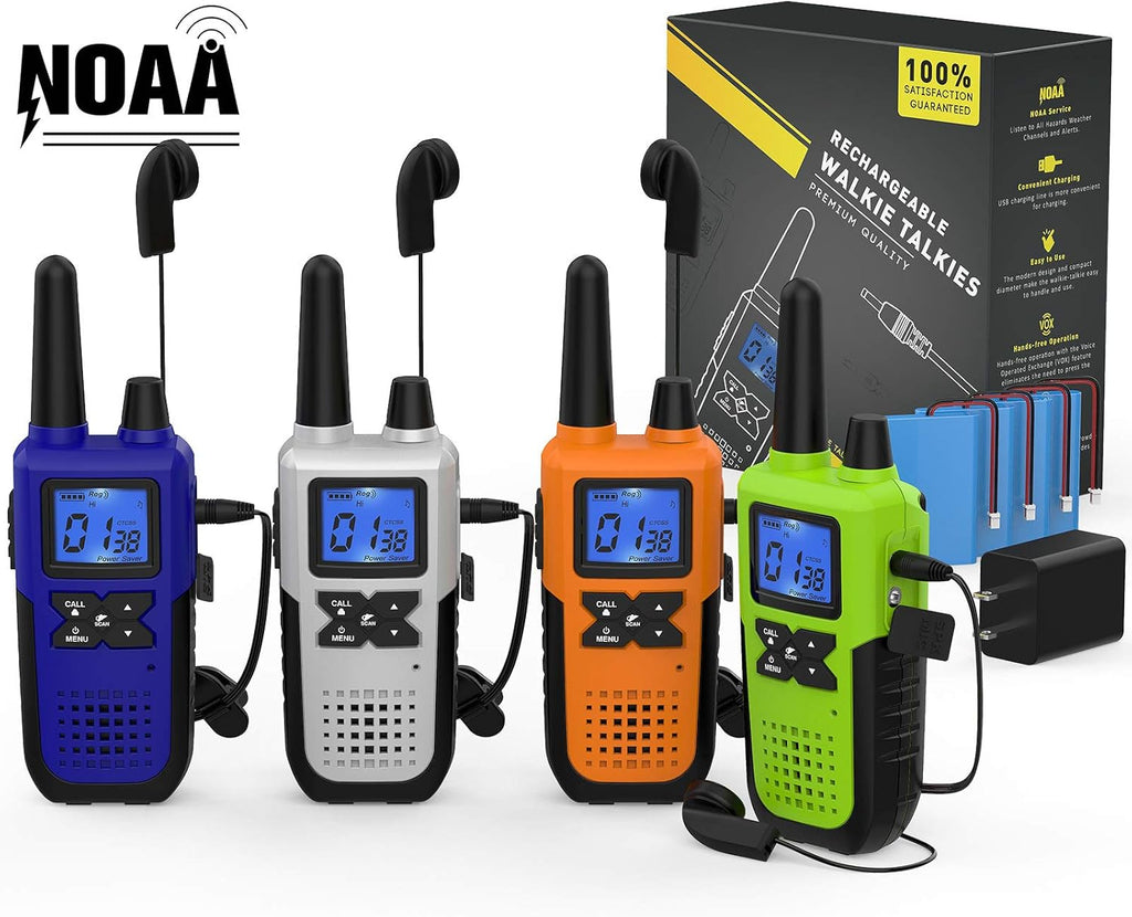 3 Pack Long Range 2 Way Radios with Earpiece and Mic Set USB Charger Battery Weather Alert Y2136