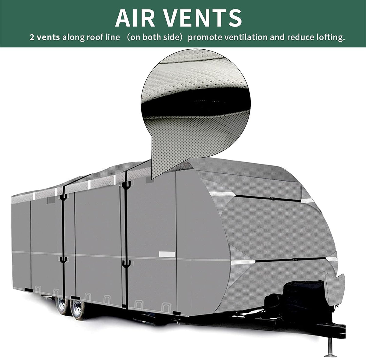 RV Cover 27ft - 30ft Waterproof Tear-Proof Camper Cover with 6 Rain Gutter Spout Protectors A998