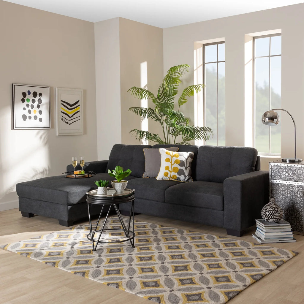Dark Grey Sectional Sofa with Left Facing Chaise L35733